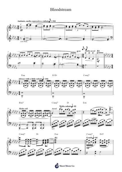 Bloodstream Sheet Music by Ed Sheeran-Arr.Cofny