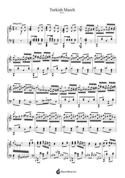 Rondo Alla Turca - Piano Sonata No. 11 in A Major, K. 331: III. Allegretto "Turkish March" Sheet Music by Wolfgang Amadeus Mozart-Arr.Louisen Jusine