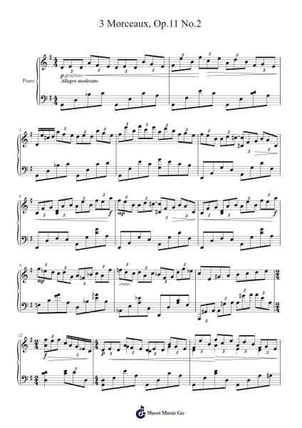 3 Morceaux, Op.11 No.2 Sheet Music by Merto-Arr.Thomgreg