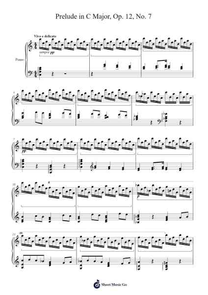 Prelude in C Major, Op. 12, No. 7 Sheet Music by Sergei Prokofiev-Arr.Ligreen