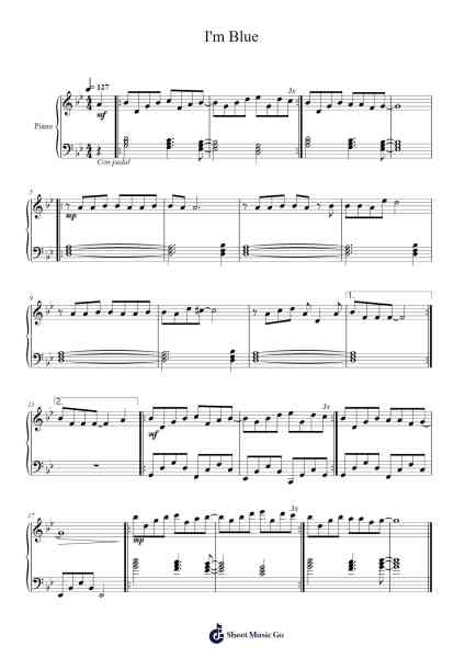 I'm Blue Sheet Music by Eiffel 65-Arr.Vicvey Cotge