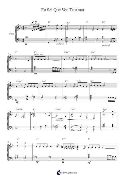 Eu Sei Que Vou Te Amar Sheet Music by Boothtian-Arr.Subill