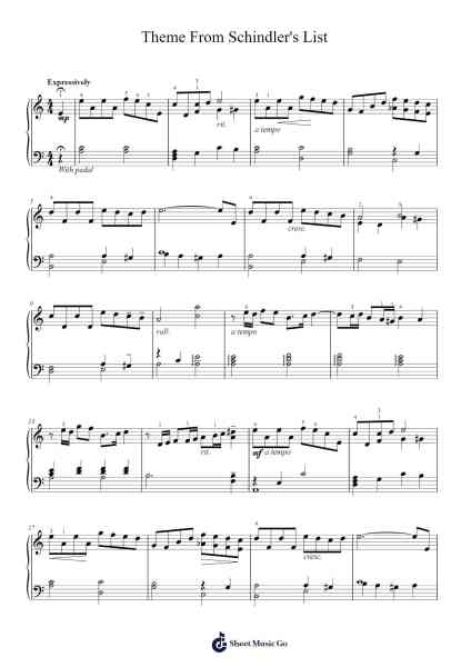 Theme From Schindler's List Sheet Music by John Williams-Arr.Temky Pisoll
