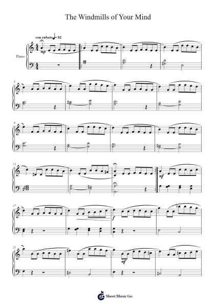 The Windmills of Your Mind Sheet Music by Michel Legrand-Arr.Cherlius Bunearl