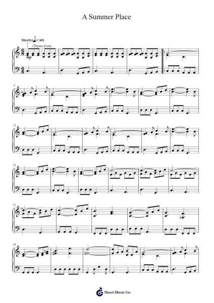 A Summer Place Sheet Music by Max Steiner-Arr.Bunjoan Payley