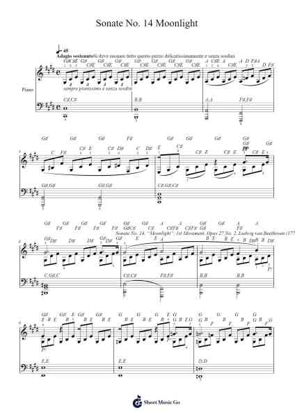 Sonate No. 14 Moonlight Sheet Music by Ludwig van Beethoven-Arr.Chloekeats