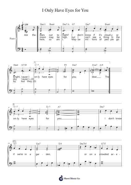 I Only Have Eyes for You Sheet Music by Harry Warren-Arr.Yeaten
