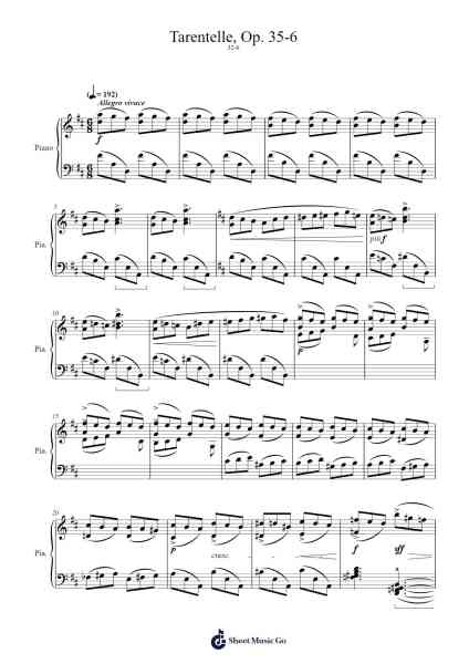 Tarentelle, Op. 35 No. 6 Sheet Music by Cécile Chaminade-Arr.Bloorfunk Hanlaine