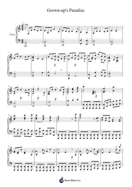 Grown-up's Paradise (PV Version) - Arknights Sheet Music by Mili-Arr.Verbald Jackpound