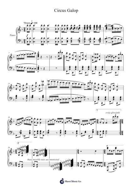 Circus Galop for Solo Piano Sheet Music by Marc-André Hamelin-Arr.Glacarr