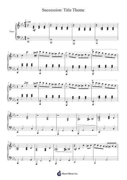Succession: Title Theme Sheet Music by Nicholas Britell-Arr.Mablia Finkeith