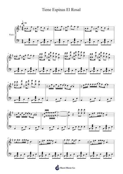 Tiene Espinas El Rosal Sheet Music by Grupo Cañaveral-Arr.Mondlius
