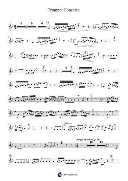 Trumpet Concerto in D Sheet Music by Leopold Mozart-Arr.Kentfred