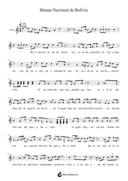 Himno Nacional de Bolivia Sheet Music by Leopoldo Benedetto Vincenti-Arr.Graynix Johncarr
