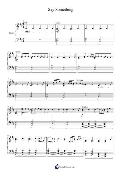 Say Something Sheet Music by A Great Big World-Arr.Payyule