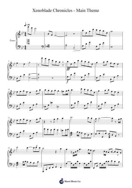 Xenoblade Chronicles - Main Theme (Piano Solo) Sheet Music by Yoko Shimomura-Arr.Moivogt Alickckens
