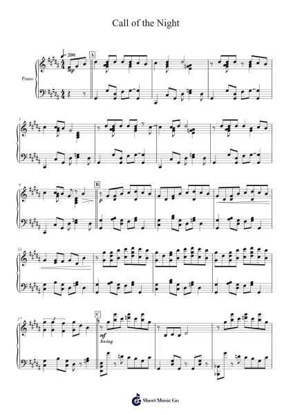 Call of the Night Sheet Music by Creepy Nuts-Arr.Eipsgold Maudman