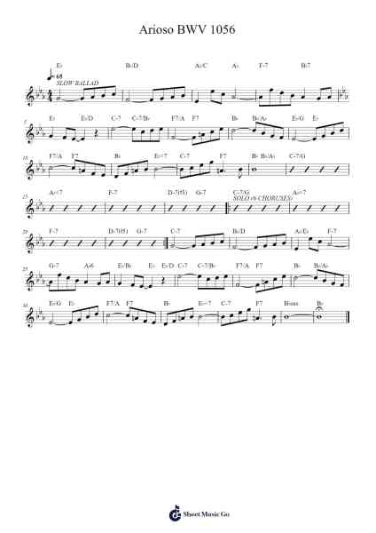Arioso BWV 1056 Sheet Music by Johann Sebastian Bach-Arr.Efbooth Borgfe