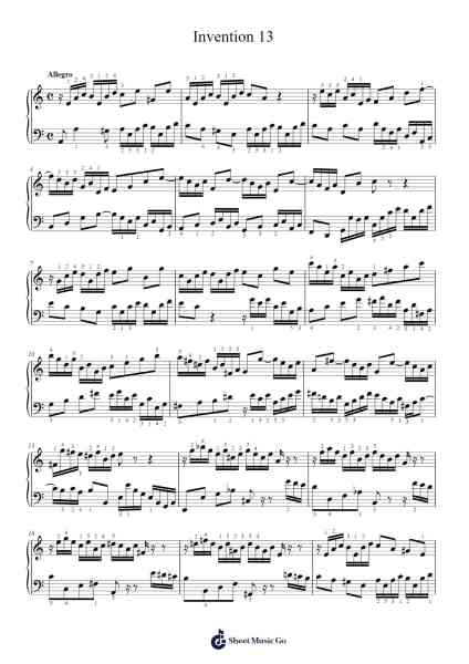 Invention 13 Sheet Music by Johann Sebastian Bach-Arr.Janron