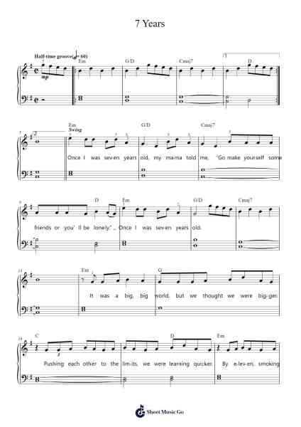 7 Years Sheet Music by Lukas Graham-Arr.Boylerod