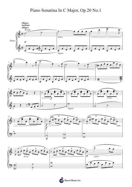 Piano Sonatina in C Major, Op. 20, No. 1 Sheet Music by Friedrich Kuhlau-Arr.Haleale Quildy