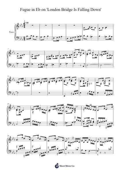Fugue in Eb on 'London Bridge Is Falling Down' Musica per pianoforte di Sam Halbertsma - Arr.Golddon