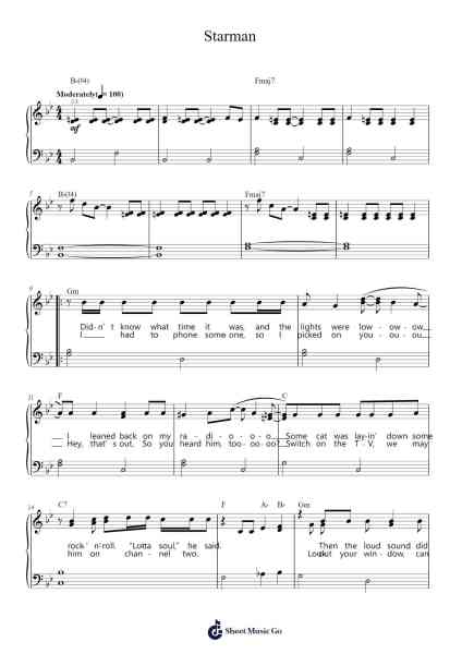 Starman Sheet Music by David Bowie-Arr.Twainryl