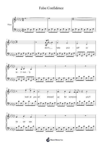 False Confidence Sheet Music by Noah Kahan-Arr.Fowter Brookecooke