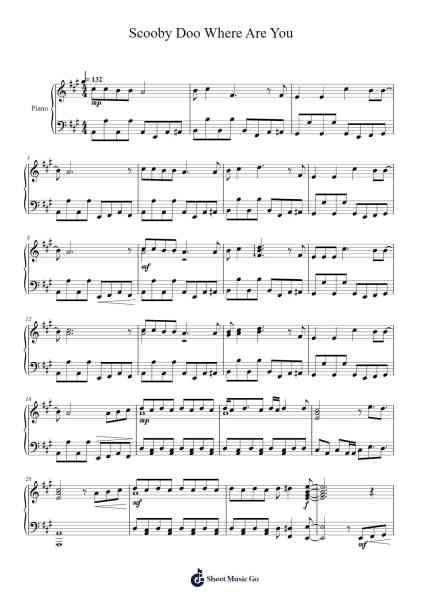 Scooby Doo Where Are You Sheet Music by Misc Cartoons-Arr.Vicbuck Orboyle