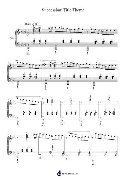 Succession: Title Theme Sheet Music by Nicholas Britell-Arr.Hudthur Simpglas