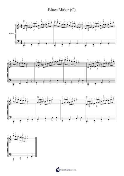 Blues in C Major Sheet Music by N/A-Arr.Earmay