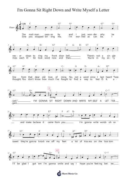 I'm Gonna Sit Right Down and Write Myself a Letter Sheet Music by Fred E. Ahlert-Arr.Humedell Sobon