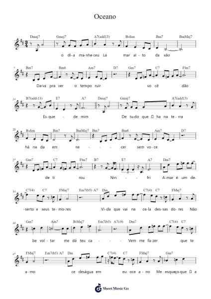 Oceano Sheet Music by Djavan-Arr.Lamshop