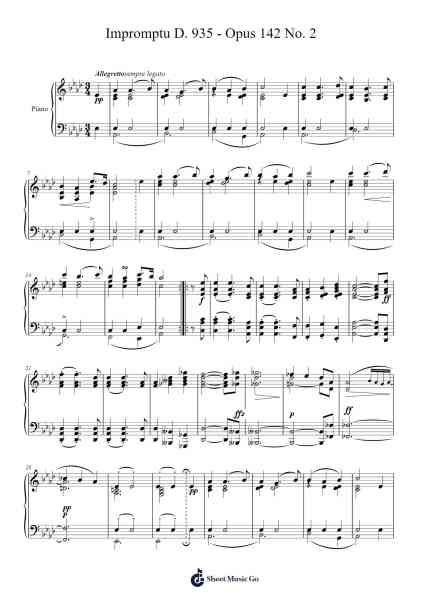 Impromptu in A-flat Major, D. 935, Op. 142 No. 2 Sheet Music by Franz Schubert-Arr.Croftsgreg