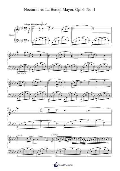 Nocturno en La Bemol Mayor, Op. 6, No. 1 Sheet Music by Frank161120-Arr.Hughlon