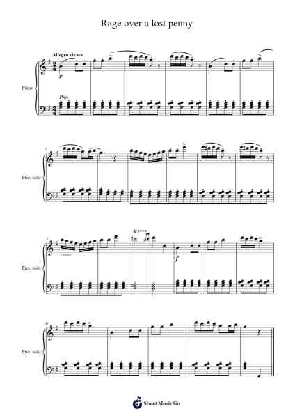 Rondo a Capriccio in G Major, Op. 129 "Rage Over a Lost Penny" Sheet Music by Ludwig van Beethoven-Arr.Tenings