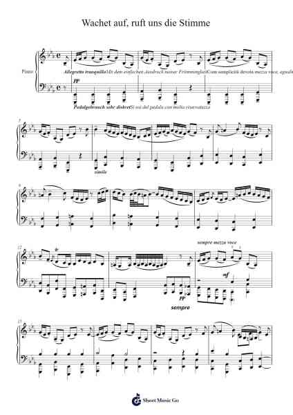 Wachet auf, ruft uns die Stimme, BWV 645 Sheet Music by Johann Sebastian Bach-Arr.Beautle