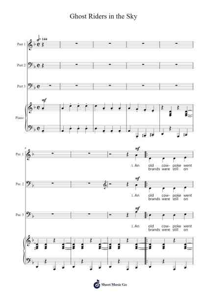 Ghost Riders in the Sky Sheet Music by -Arr.Dempdawn Ftance