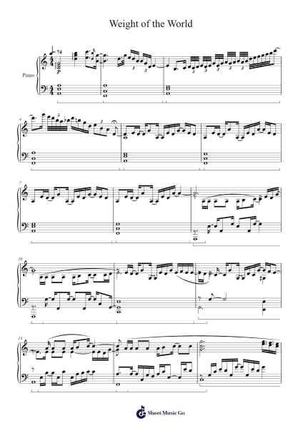 Weight of the World 樂譜由 Keiichi Okabe - 編曲 Suwright Wardgiles