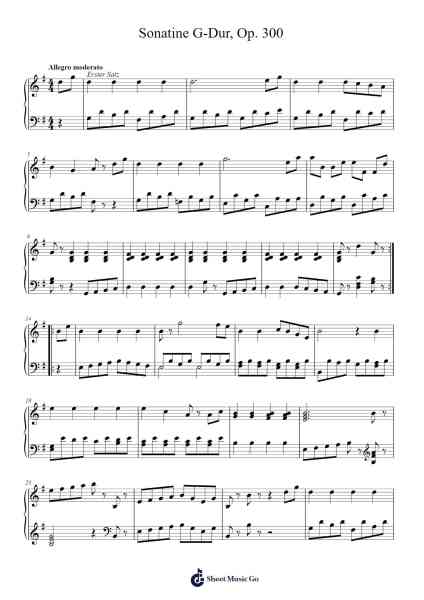 Sonatine G-Dur, Op. 300 Sheet Music by Louis Köhler-Arr.Tofrances