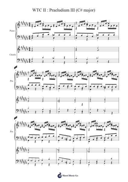 The Well-Tempered Clavier, Book II: Prelude No. 3 in C-sharp Major, BWV 872 Sheet Music by Johann Sebastian Bach-Arr.Primeg