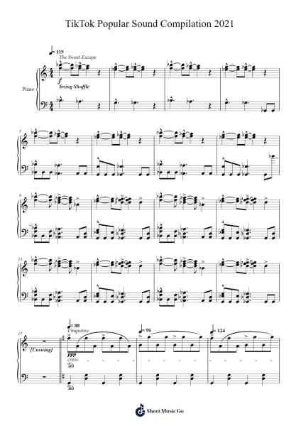 TikTok Popular Sound Compilation 2021 Sheet Music by RemarkablyAmature-Arr.Hawvogt