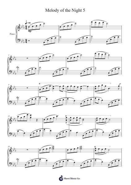 Melody of the Night 5 Sheet Music by Shi Jin-Arr.Maugvia Browninglogg
