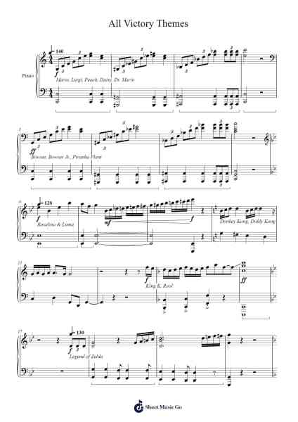 All Victory Themes - Super Smash Bros. Ultimate Sheet Music by Hideki Sakamoto-Arr.Darcarr