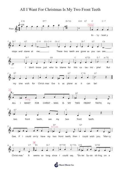 All I Want For Christmas Is My Two Front Teeth Sheet Music by Spike Jones & The City Slickers-Arr.Chestom