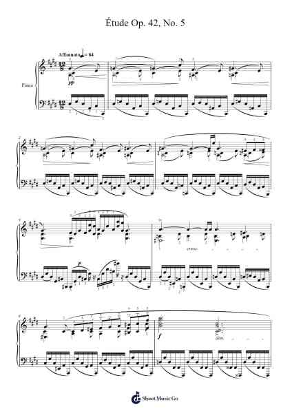 Étude in D♯ Minor, Op. 42, No. 5 Sheet Music by Alexander Scriabin-Arr.Toutdys Everrone