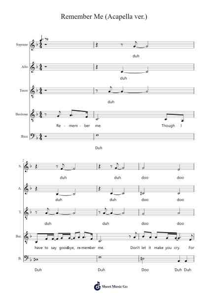 Remember Me (Acapella ver.) Sheet Music by Iankyle-Arr.Dougvid Gasrias