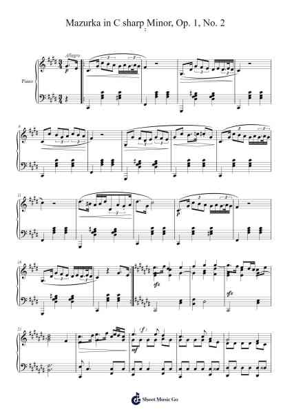 Mazurka in C sharp Minor, Op. 1, No. 2 Sheet Music by Rusaul-Arr.Copclife Hudvan