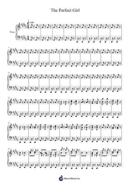The Perfect Girl Musica per pianoforte di Mareux - Arr.Cisgrey