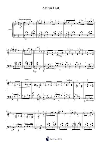 Lyric Pieces, Op. 12 No. 7 "Album-Leaf" Sheet Music by Edvard Grieg-Arr.Jeamesqy